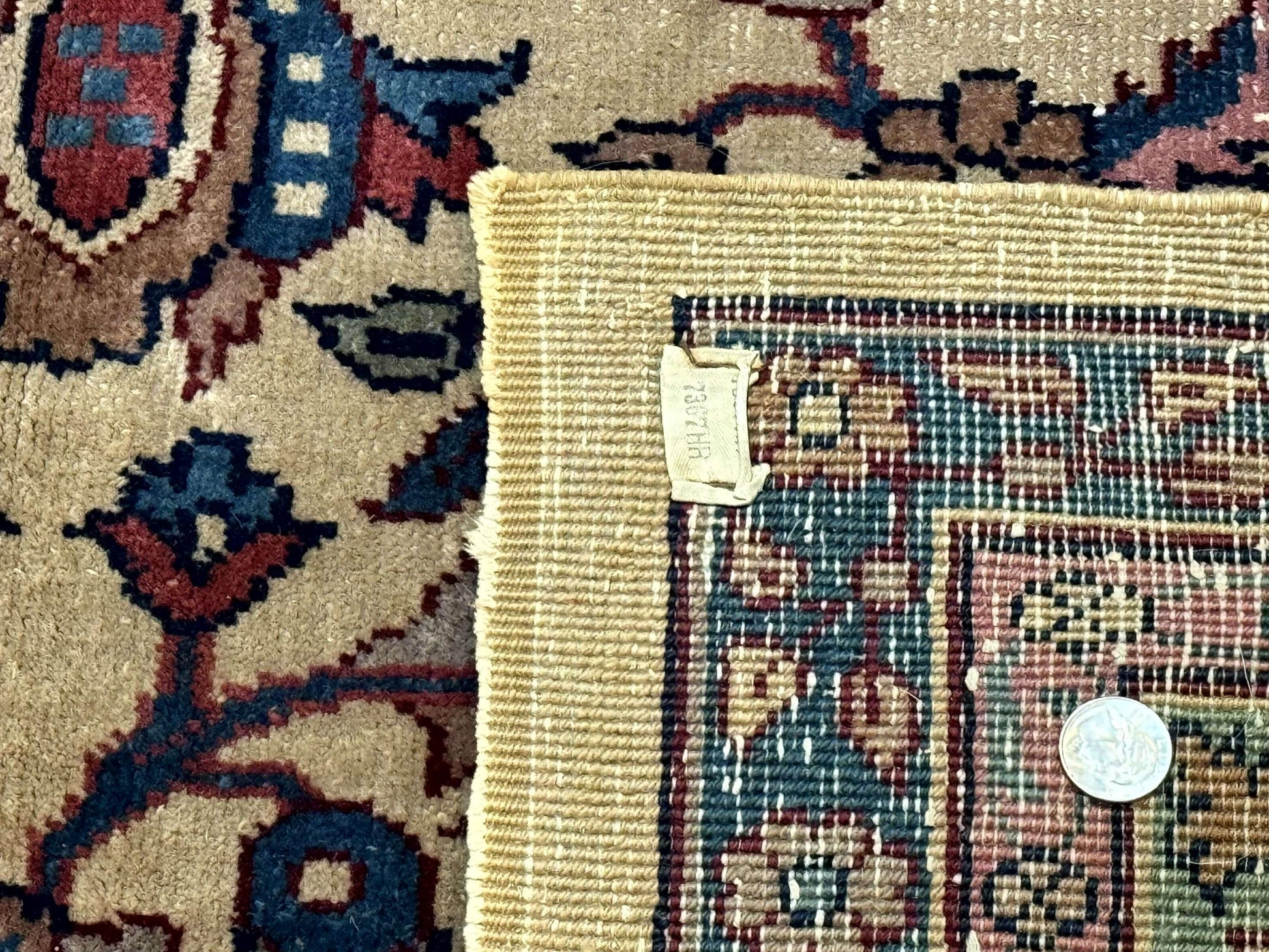 Antique Persian Rug 10x15, Camel and Cyan, Allover Pattern, Rare, Samarkand Rug - Nuvé