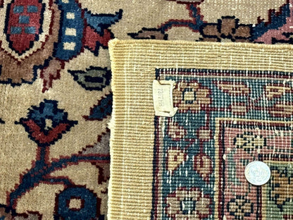 Antique Persian Rug 10x15, Camel and Cyan, Allover Pattern, Rare, Samarkand Rug - Nuvé