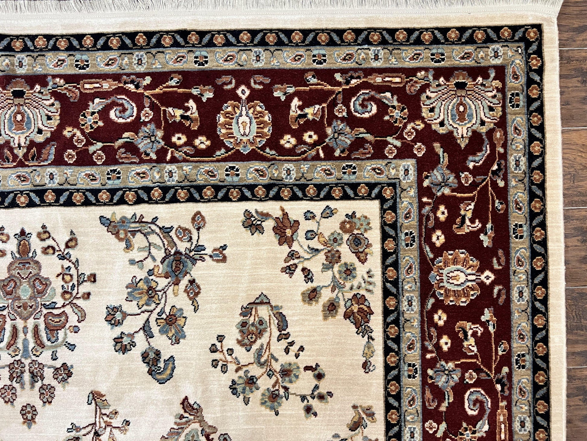 Karastan Rug 8.6 x 11.6, English Manor #2103, Ivory Floral Sarouk, Wool Karastan Carpet, Large Karastan Area Rug, Traditional Karastan Rug - Nuvé