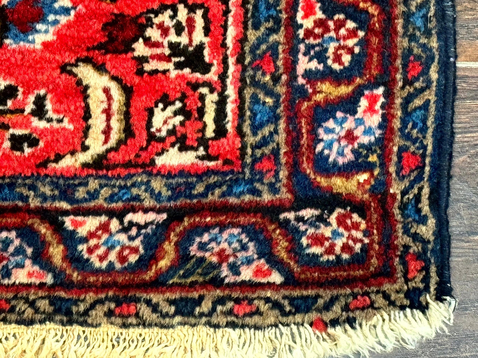 Small Antique Persian Tribal Rug 2x3, Red, Floral, Handmade, Hamadan Rug - Nuvé