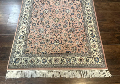 Pak Persian Rug 4x6, Pink and Cream, Very Fine 225 KPSI, Handmade Wool Oriental Carpet - Nuvé