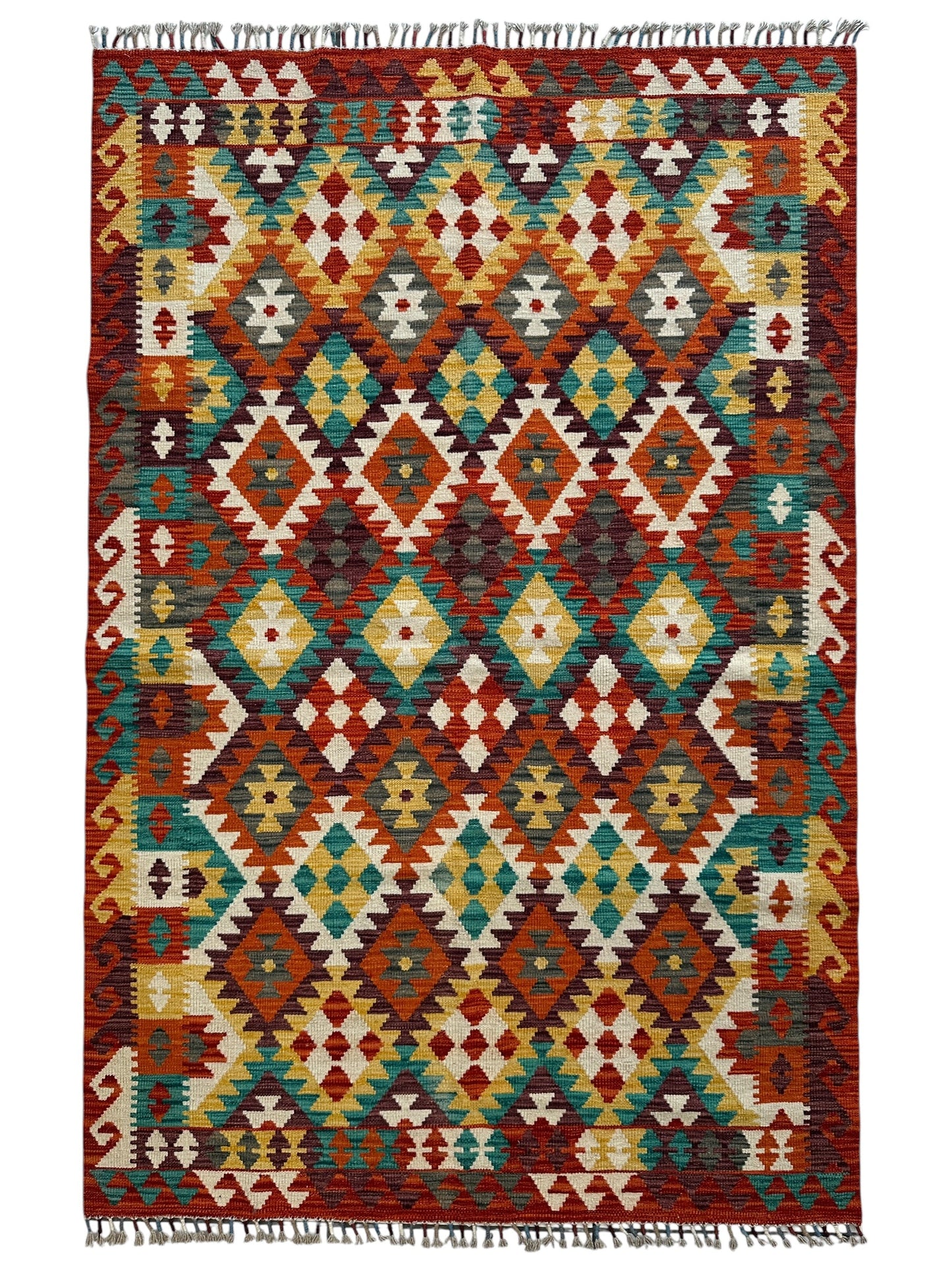 Afghani Maimana Kilim Wool Rug 4’3” x 6’7” - Nuvé