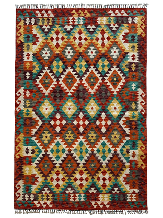 Afghani Maimana Kilim Wool Rug 4’3” x 6’7” - Nuvé