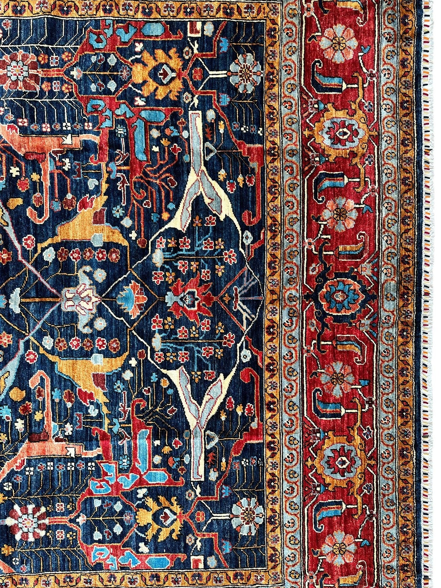 Hand-Knotted Afghani Bidjar Wool Rug – 9’x12’ – Intricate Geometric & Floral Motifs - Nuvé