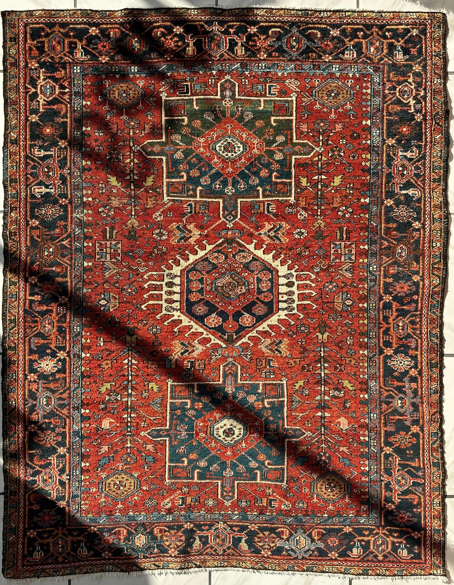 KARAJA Persian Antique Heriz Rug  4'9" x 6' - Nuvé