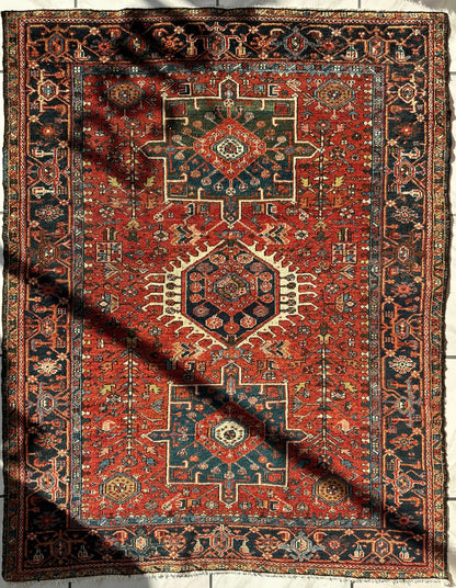 KARAJA Persian Antique Heriz Rug  4'9" x 6' - Nuvé