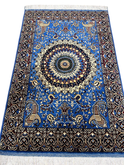 Hand-Knotted Parak Rug – Sky Blue, 40” x 60” | Afghan Wool Rug - Nuvé