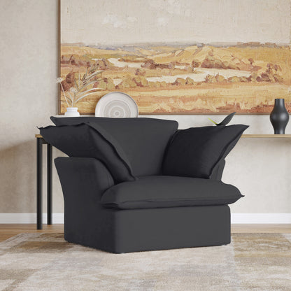 Sabi Modular Boucle Cloud Sofa - Obsidian Black - Single Seater Sofa - Nuvé