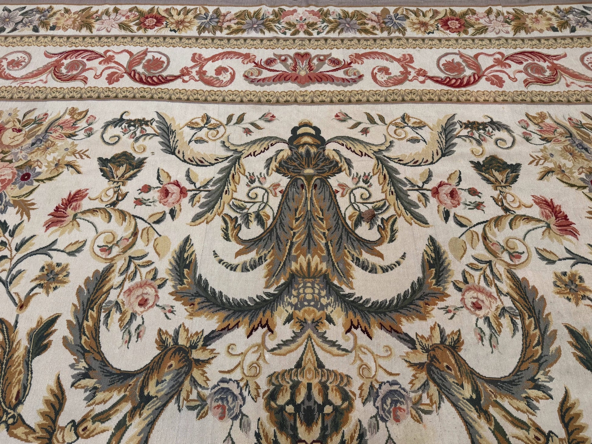 Aubusson Needlepoint Rug 10x14, Elegant European French Carpet, Vintage Carpet - Nuvé
