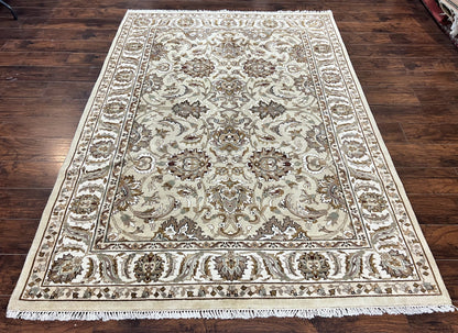 Indo Mahal Rug 6x9, Indian Carpet 6 x 9 ft, Light Green and Ivory, Floral Allover, Wool Oriental Carpet, Traditional Rug, Handmade - Nuvé
