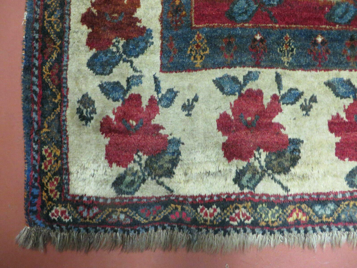 4' X 5' Semi Antique Handmade Fine Turkish Flowers Bouquet Wool Rug Nice