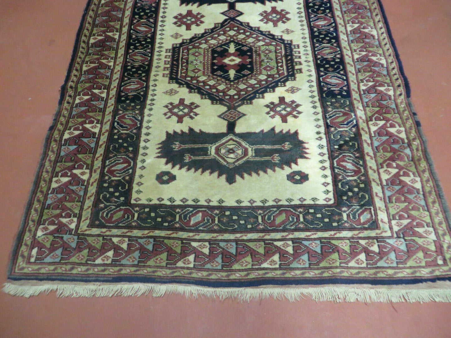 3' X 4' Vintage Handmade Turkish Geometric Oriental Wool Rug Nice - Nuvé