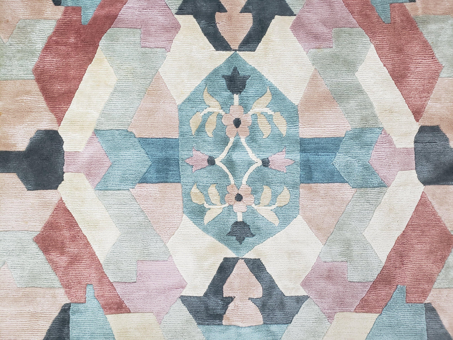 Contemporary Indian Nepalese Area Rug 8x11, Wool Hand-Knotted Modern Multicolor Nepali Abstract Carpet 8 x 11 Soft Playroom Nursery Room Rug - Nuvé
