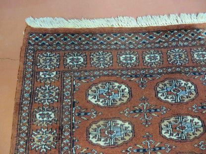 3' X 4' Vintage Handmade Pakistan Turkoman Bokhara Fine Woven Wool Rug