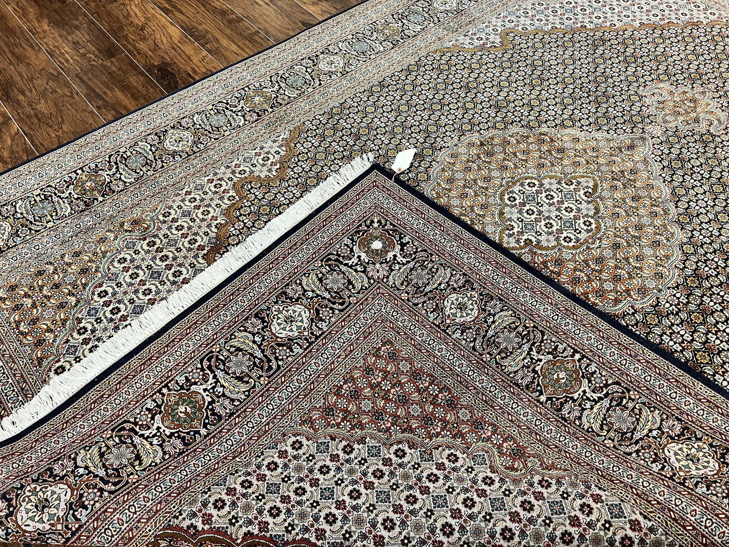 Wonderful Persian Tabriz Rug 7x10 ft, Very Fine 50 Raj 350 KPSI Oriental Carpet, Herati Mahi Pattern, Authentic Hand Knotted Handmade Wool Vintage - Nuvé