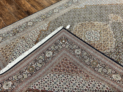 Wonderful Persian Tabriz Rug 7x10 ft, Very Fine 50 Raj 350 KPSI Oriental Carpet, Herati Mahi Pattern, Authentic Hand Knotted Handmade Wool Vintage - Nuvé