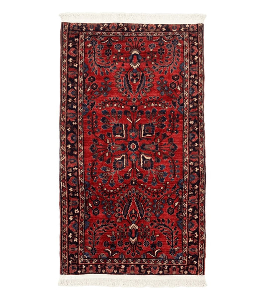 Small Red Persian Sarouk Rug 2.7 x 4.9, Floral, Antique