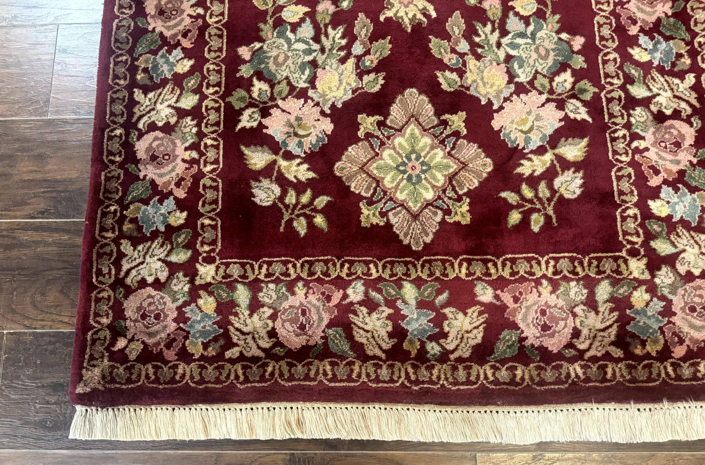 Indo Persian Kerman Rug 4x6, Burgundy, Floral - Nuvé
