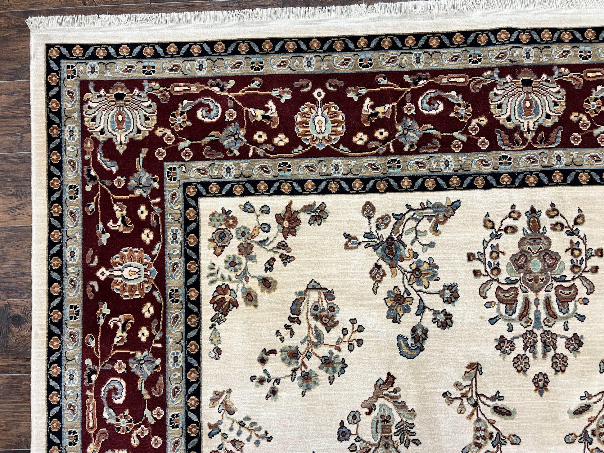 Karastan Rug 8.6 x 11.6, English Manor #2103, Ivory Floral Sarouk, Wool Karastan Carpet, Large Karastan Area Rug, Traditional Karastan Rug - Nuvé