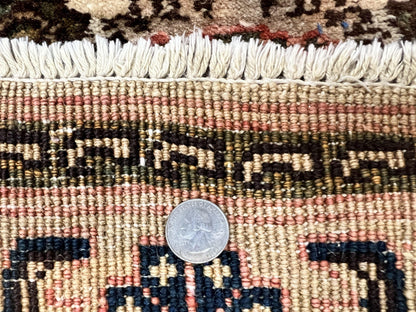 Romanian Runner Rug 2.6 x 12.9, Wool Handmade Hand Knotted Skinny Runner for Hallway, Floral Allover, Vintage Tan Runner - Nuvé