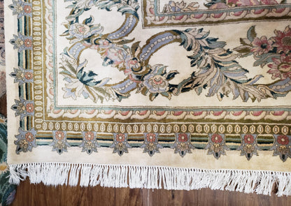Pak Persian Floral Rug 11 x 12.6, Ivory, Very Fine, Hand Knotted - Nuvé