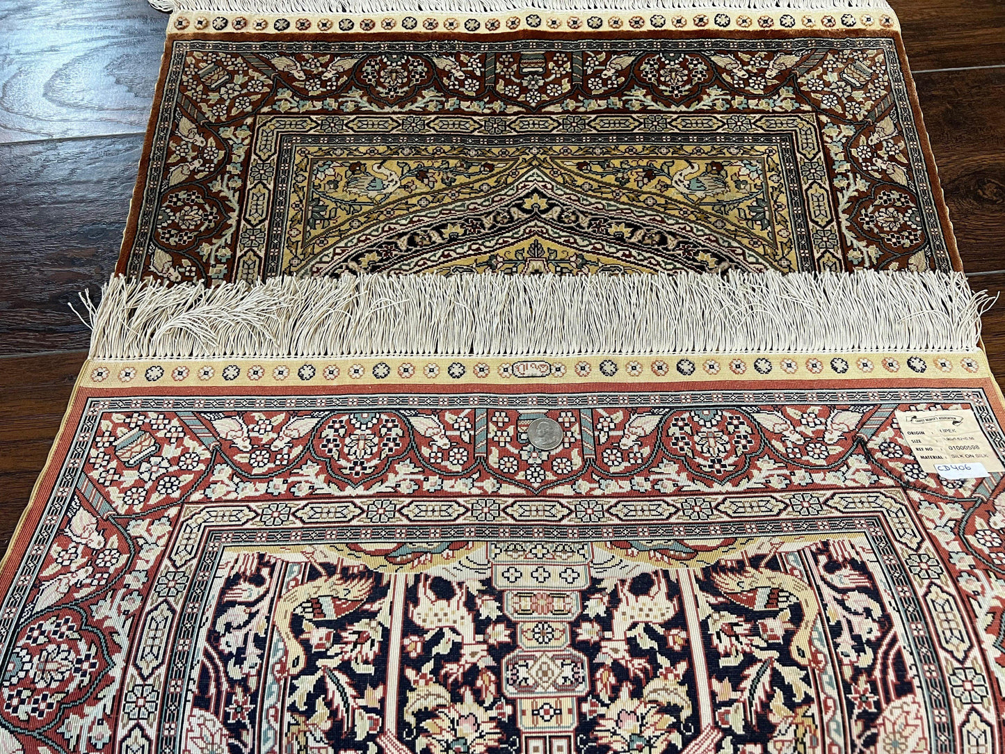 Turkish Silk Hereke Rug 2x3, Floral Vase Tree of Life Birds, Silk Pile on Silk Foundation, Vintage Oriental Carpet, Very Fine, Signature - Nuvé