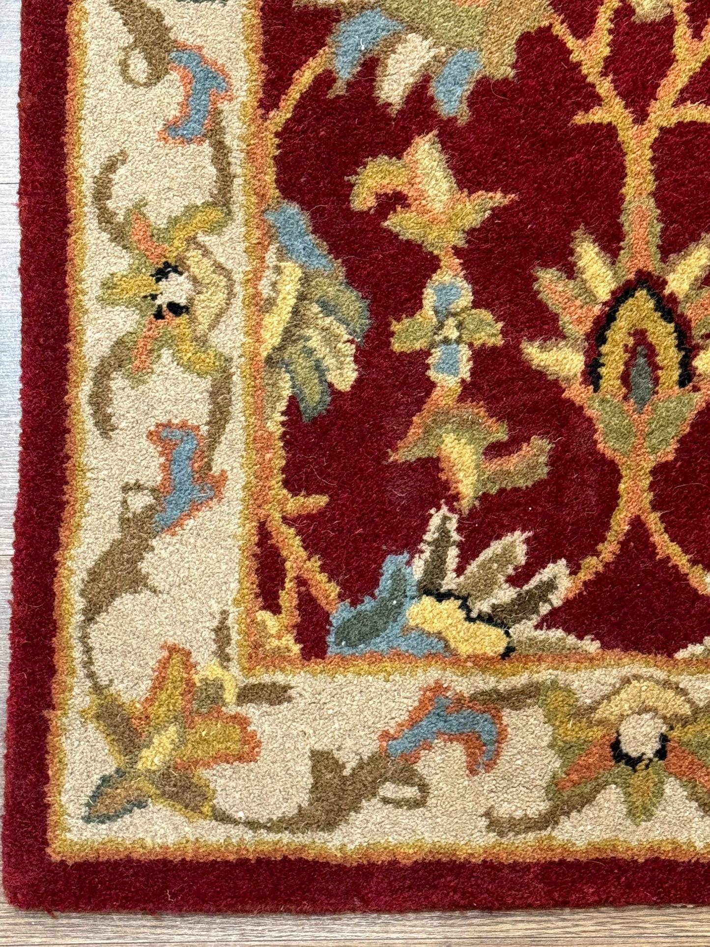 Small Floral Wool Rug 2x3, Safavieh Heritage Collection, Dark Red & Cream - Nuvé
