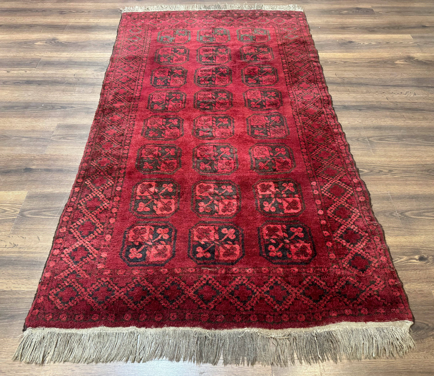 Afghan Turkoman Bokhara Bashir Rug 3x6, Red - Nuvé