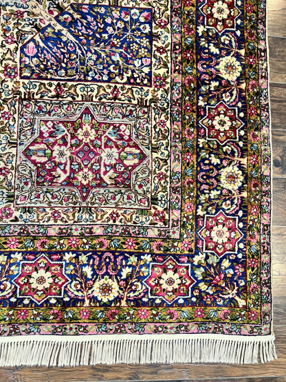 Persian Kirman Lavar Rug 8x9, Antique Persian Carpet, Colorful Multicolor 1920s Handmade Wool Rug, Garden Panel Design, Fine 200 KPSI - Nuvé