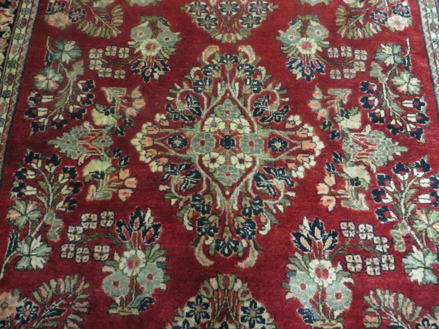 Red Persian Sarouk Rug 3x5, Antique Persian Carpet 1920s, Hand Knotted, Floral, Wool, Oriental Rug, Handmade Rug - Nuvé