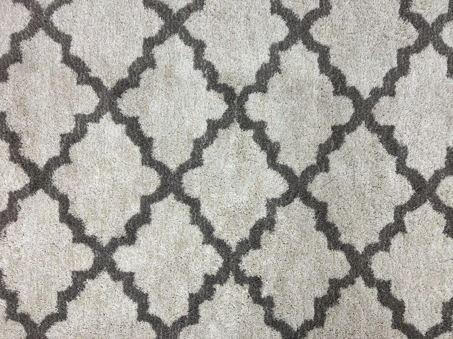 Modern Shag Rug, Ivory and Gray, Diamond Panel Design, Room Sized Area Rug - Nuvé