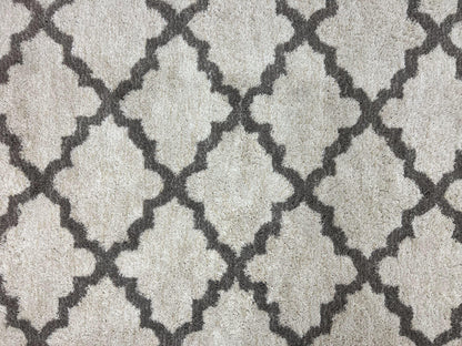 Modern Shag Rug, Ivory and Gray, Diamond Panel Design, Room Sized Area Rug - Nuvé