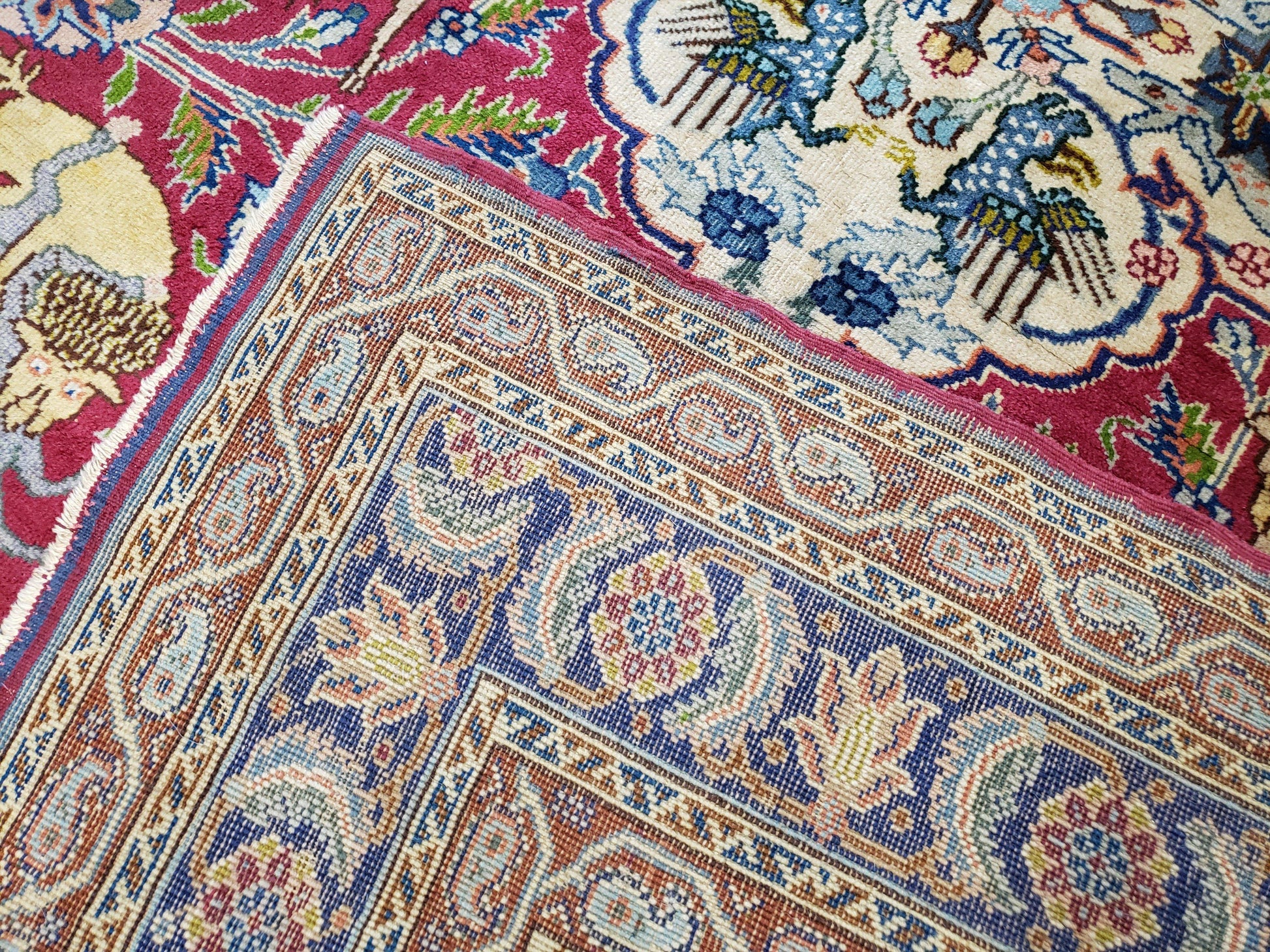 Antique Turkish Sivas Area Rug 8x11, Hand-Knotted, Vintage Red Wool Carpet, Gazelles Lions, Boteh Border, 8' x 11' Top Quality Oriental Rug - Nuvé