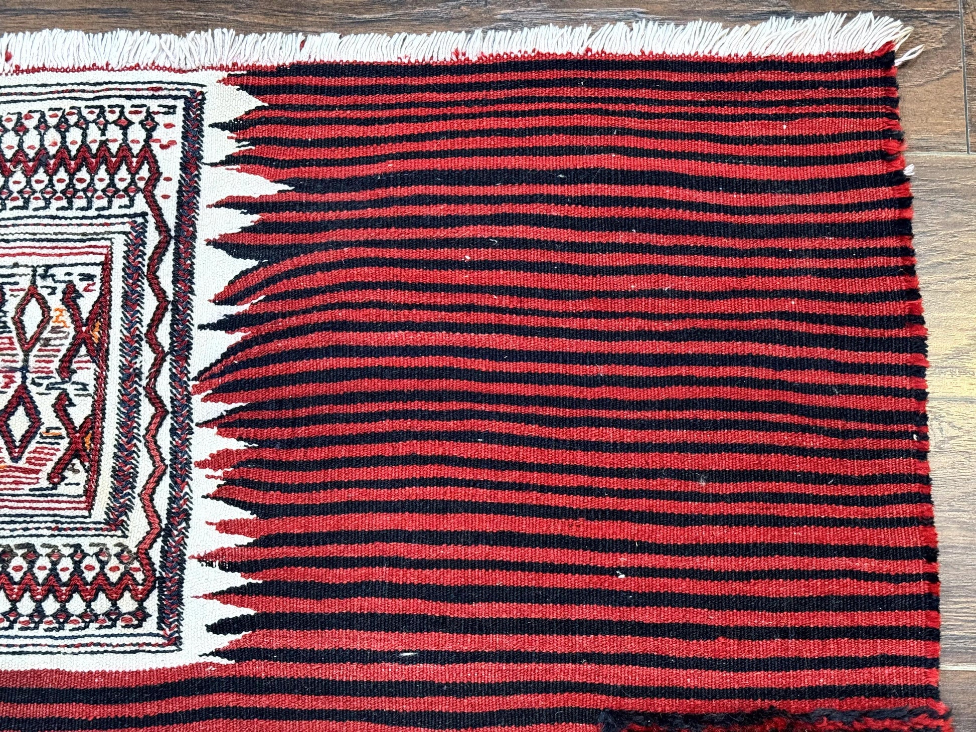 Persian Tribal Nomadic Saddle Cover Rug, Antique, Handmade, Wool, Red Ivory Black, Collectible, Shashavan - Nuvé