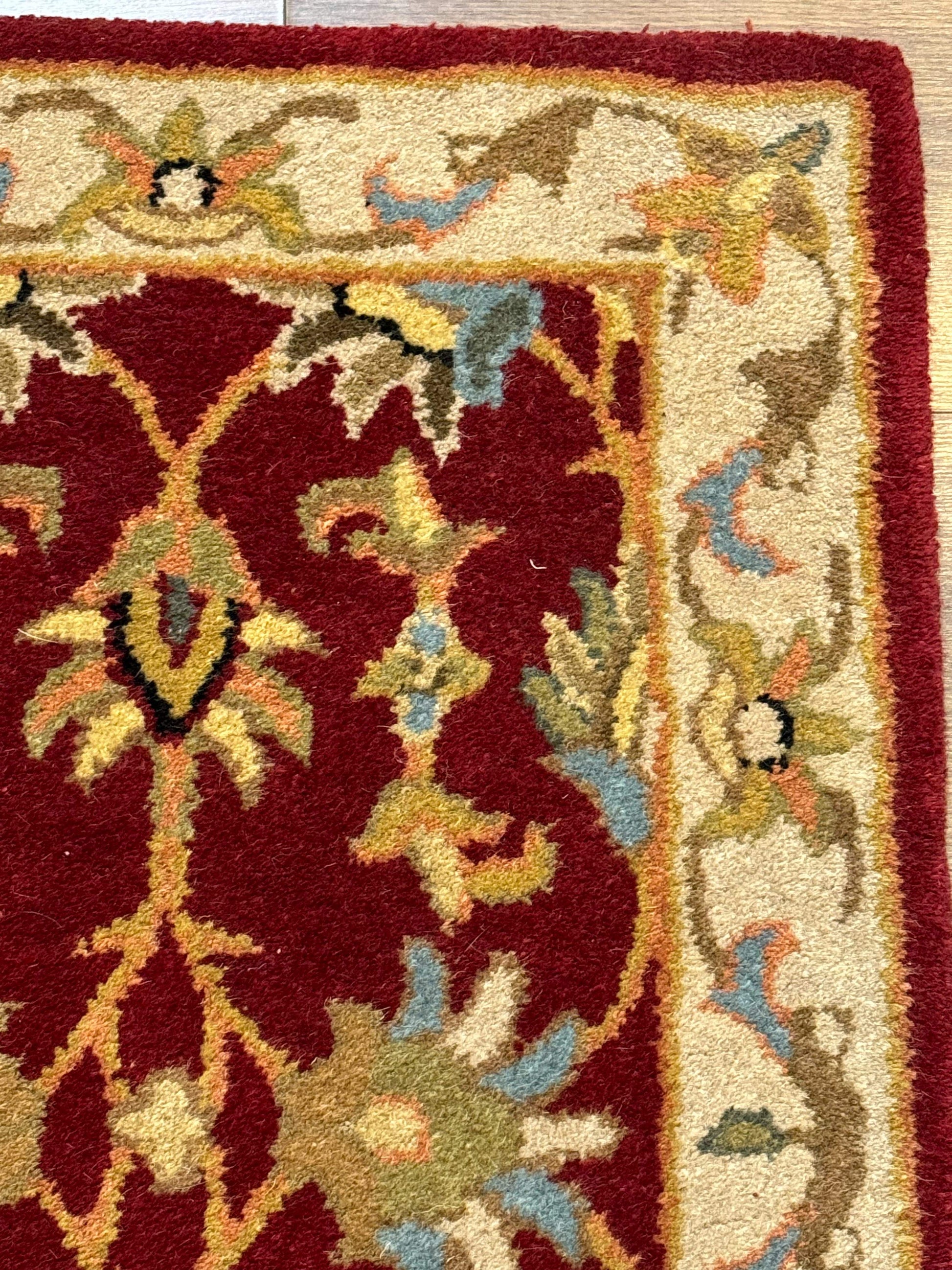 Small Floral Wool Rug 2x3, Safavieh Heritage Collection, Dark Red & Cream - Nuvé