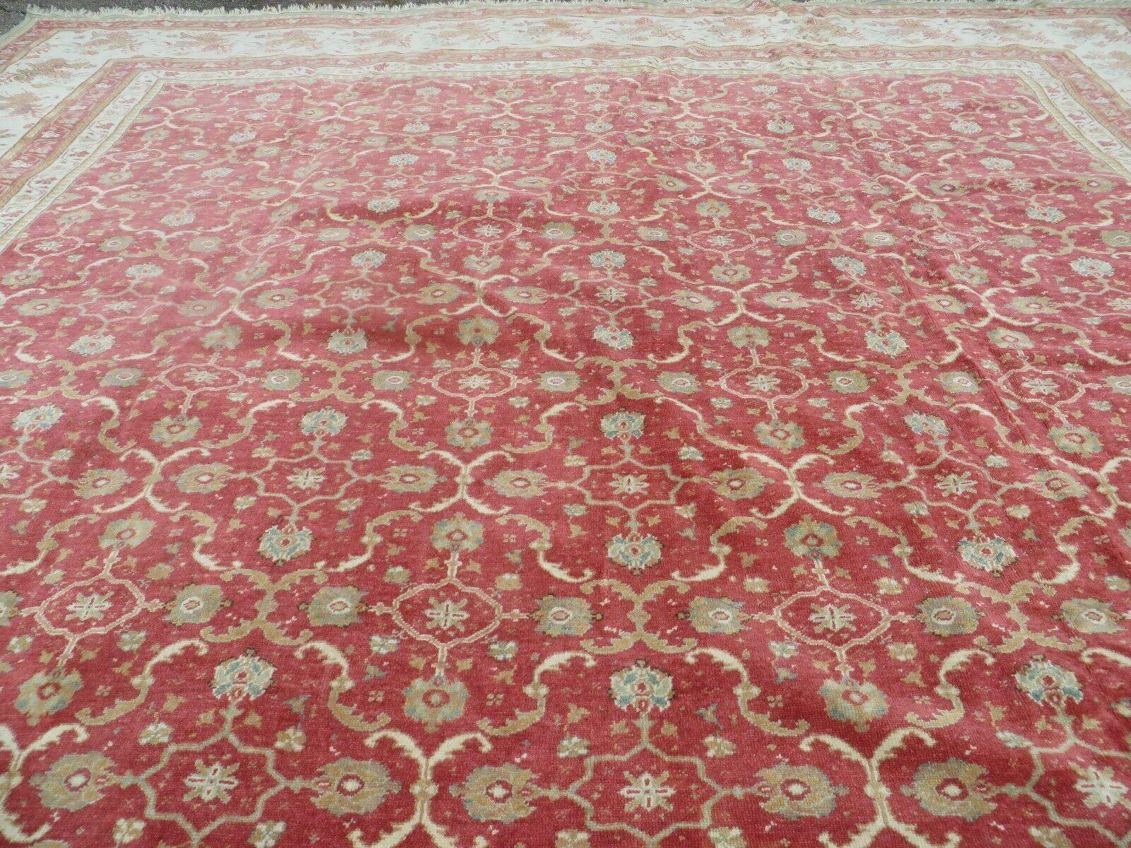 12' X 18' Palace Size Handmade Egyptian Wool Rug Carpet Soft Colors Red & Beige - Nuvé