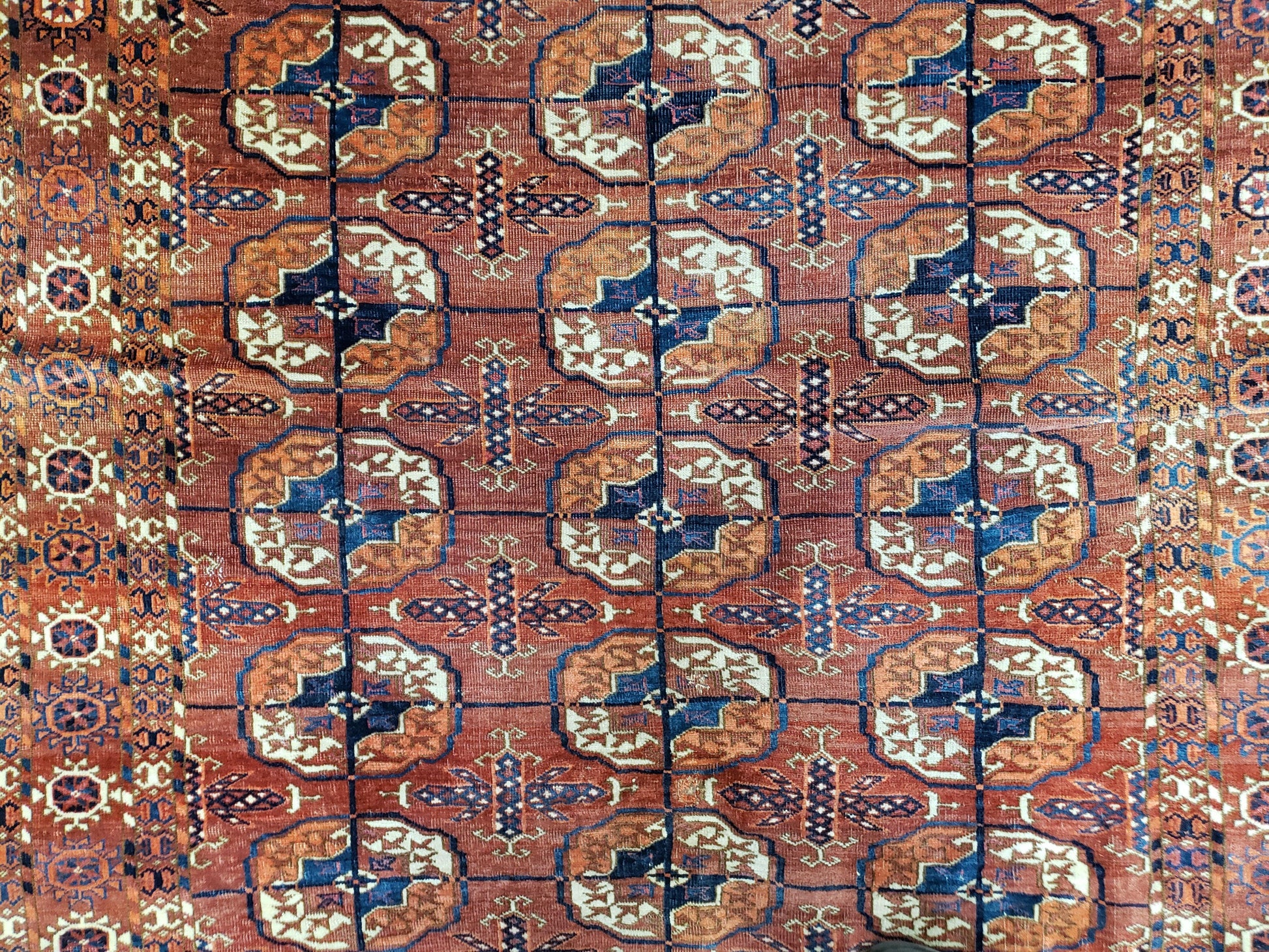 4x7 Antique Yamud Rug Russian Rug Turkoman Rug Fine Weave Rug - Nuvé