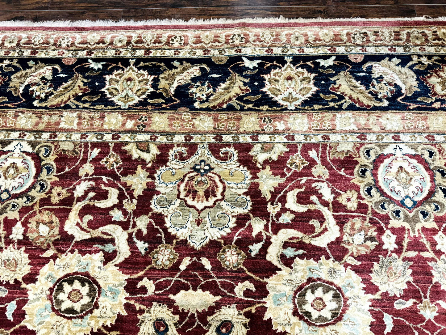 Palace Sized Indian Agra Rug 12x17, Wool Handmade Floral Allover Carpet - Nuvé