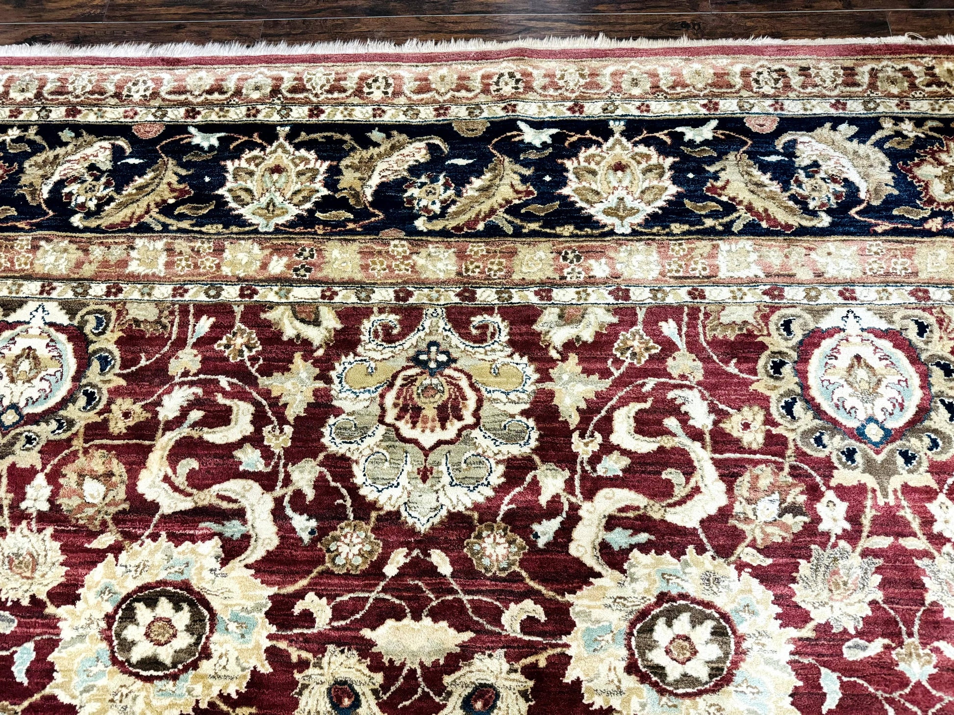 Palace Sized Indian Agra Rug 12x17, Wool Handmade Floral Allover Carpet - Nuvé
