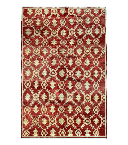 Modern Turkish Oushak Rug 5x8, Brick Red