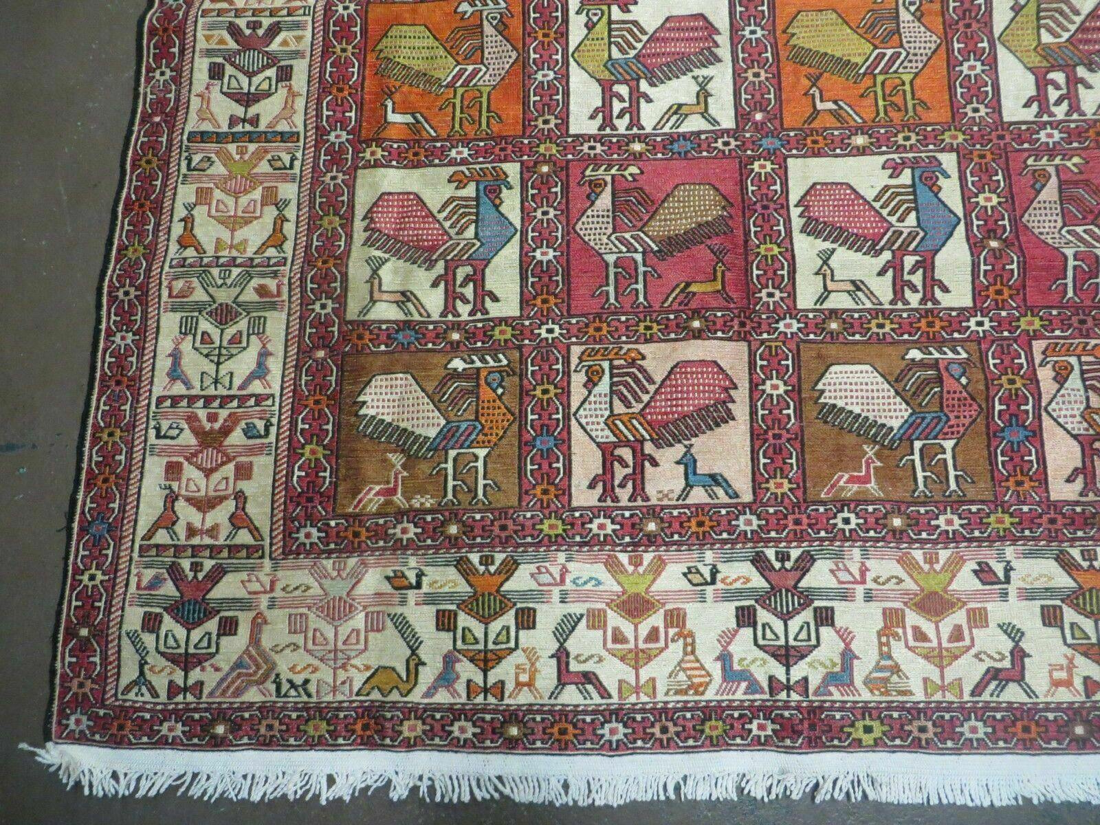 4' X 6' Vintage Russian Kilim Handmade Flat Soumak Weave Silk Wool Rug Organic - Nuvé