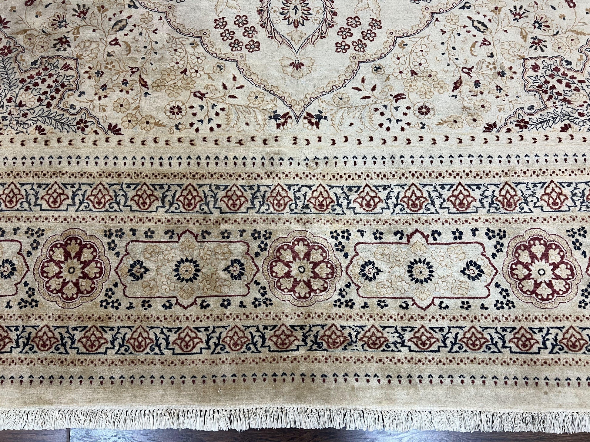 Pak Persian Rug 9x11, Very Fine Hand Knotted Oriental Carpet, Haji Jalili Design, Ivory/Cream, Wool Handmade Room Sized Rug 9 x 11 ft, Nice - Nuvé