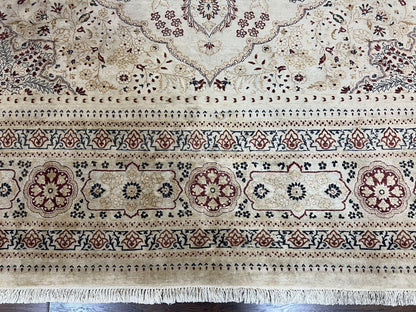 Pak Persian Rug 9x11, Very Fine Hand Knotted Oriental Carpet, Haji Jalili Design, Ivory/Cream, Wool Handmade Room Sized Rug 9 x 11 ft, Nice - Nuvé
