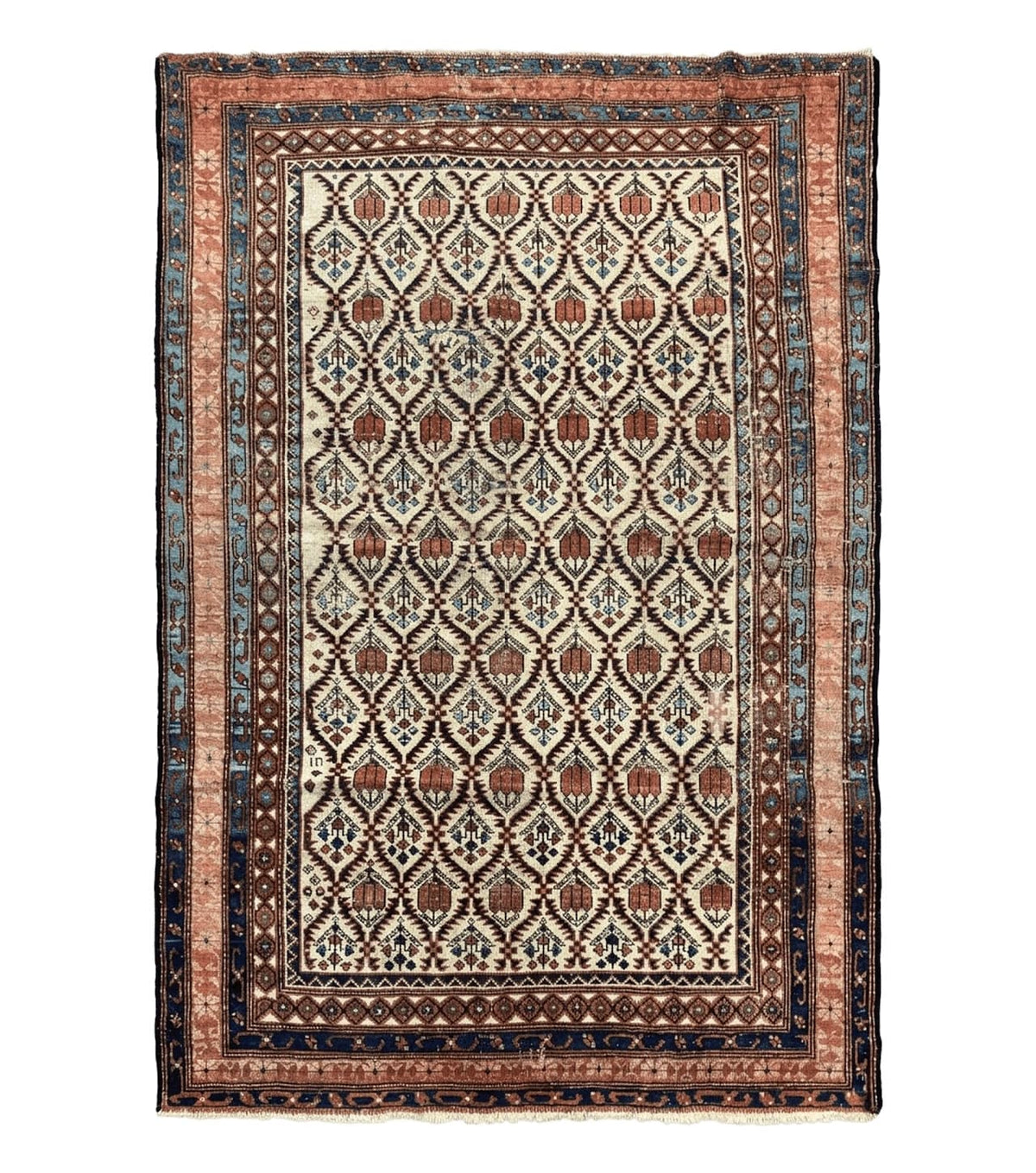 Antique Caucasian Rug 4x6, Hand Knotted Wool Carpet, Shirvan Rug