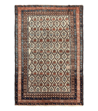 Antique Caucasian Rug 4x6, Hand Knotted Wool Carpet, Shirvan Rug