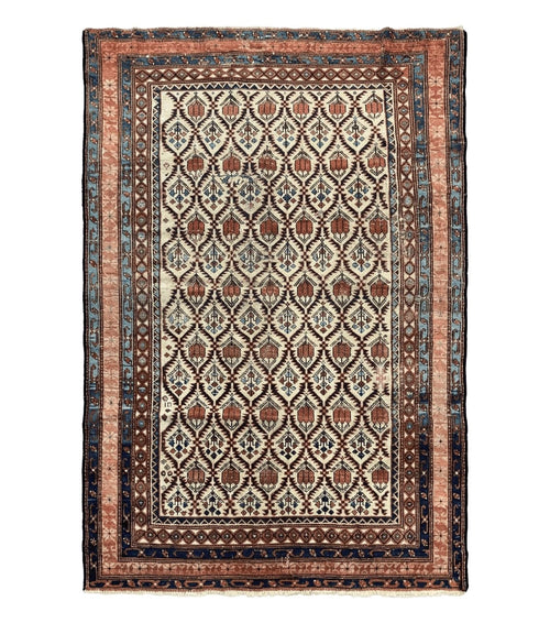 Antique Caucasian Rug 4x6, Hand Knotted Wool Carpet, Shirvan Rug