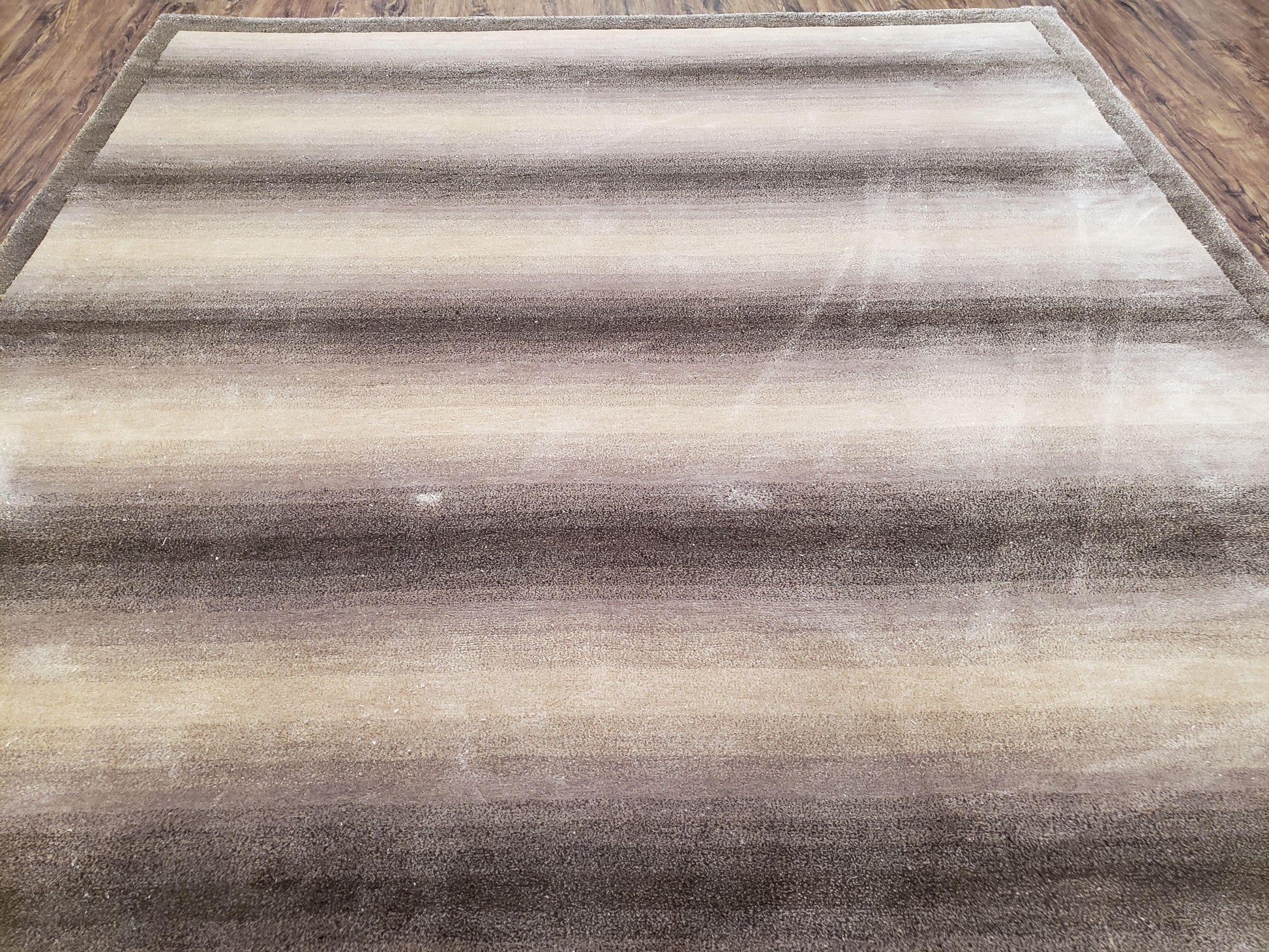 Vintage Safavieh Tibetan Indian Rug 6x9, Nepal Rug, Handmade, Striped Rug, Brown & Beige, 6x9 Oriental Carpet, Wool, Soft - Nuvé