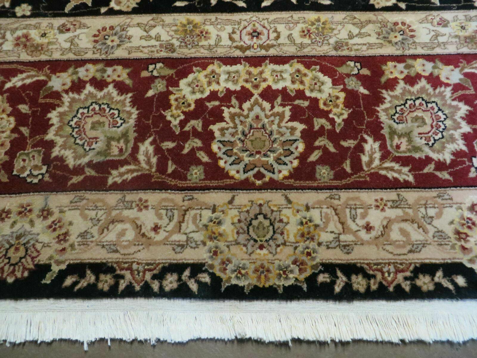 9' X 12' Vintage Handmade Fine Chinese Oriental Floral Wool Rug Silk Black - Nuvé