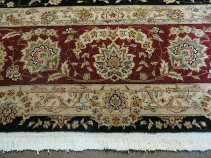 9' X 12' Vintage Handmade Fine Chinese Oriental Floral Wool Rug Silk Black - Nuvé