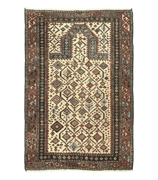 Antique Caucasian Shirvan Rug 3x5, Dagestan Prayer Rug, Collectible, Early 20th Century Rug